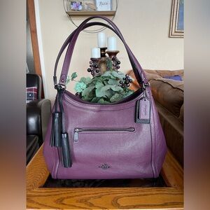 Coach Kristy Shoulder Bag in Plum with Black Coach Tassels